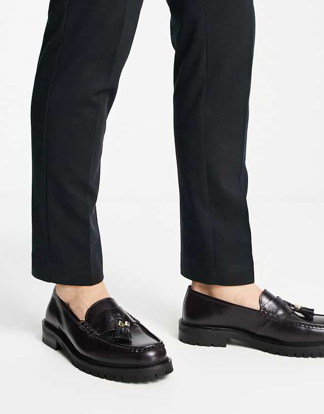 Walk London campus tassel loafers in burgundy leather