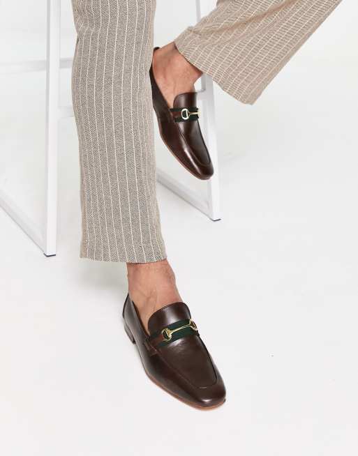 Walk London – Capri – Bruna läderloafers med metallspänne