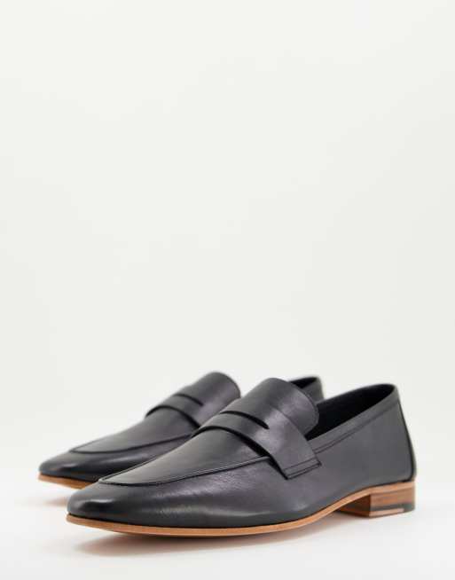 ASOS DESIGN black leather penny loafer