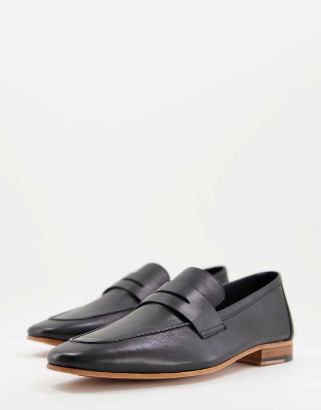 Walk London Capri Penny loafers in nappa black leather