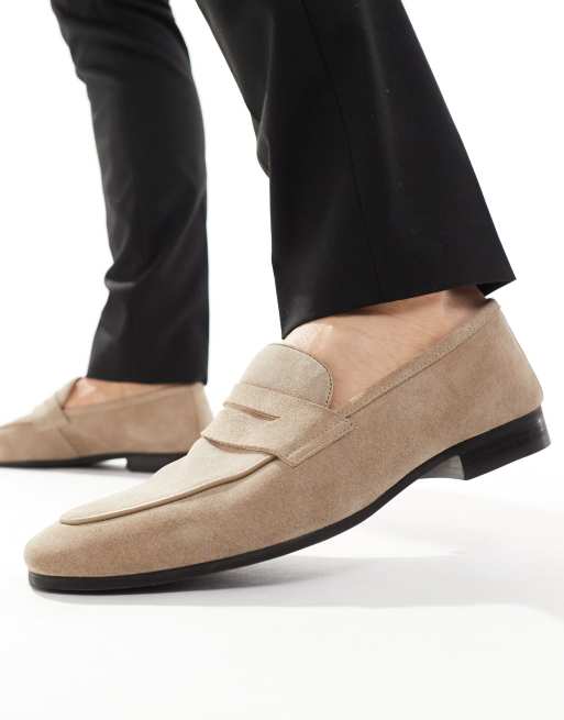   Walk London Capri Saddle Loafers In Taupe Suede