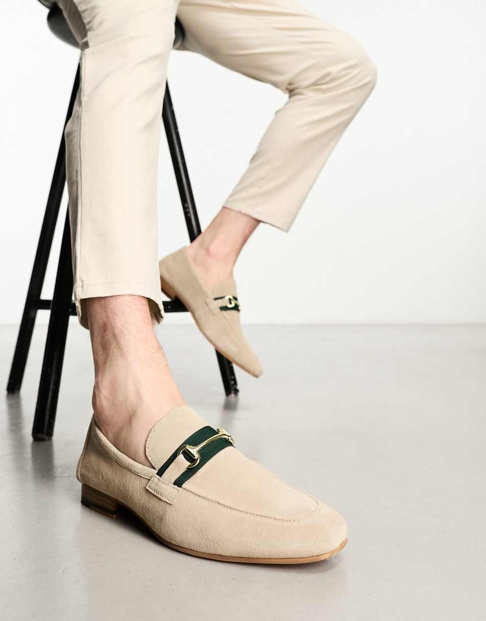 Walk London Capri snaffle loafers in beige suede