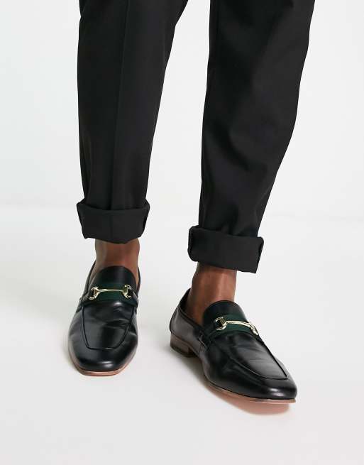 Walk London capri snaffle loafers in black leather | ASOS