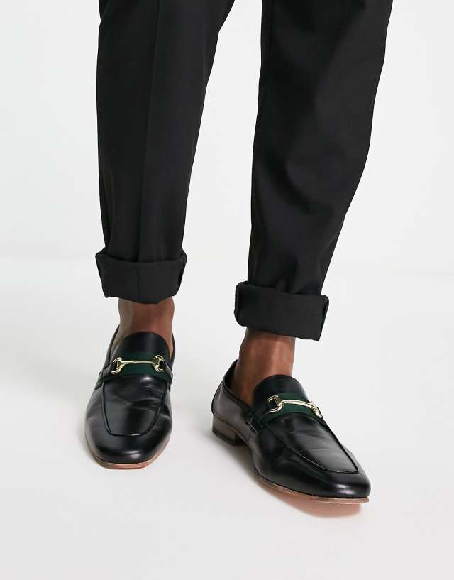 Walk London Capri snaffle loafers in black leather