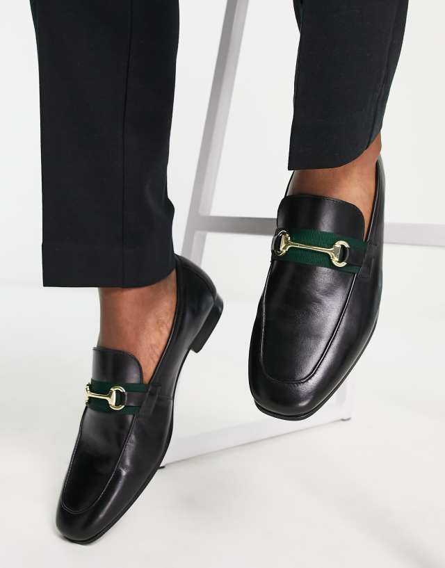 Walk London capri snaffle trim loafers in black