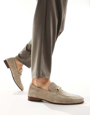 Capri trimmed loafers in stone suede-Neutral