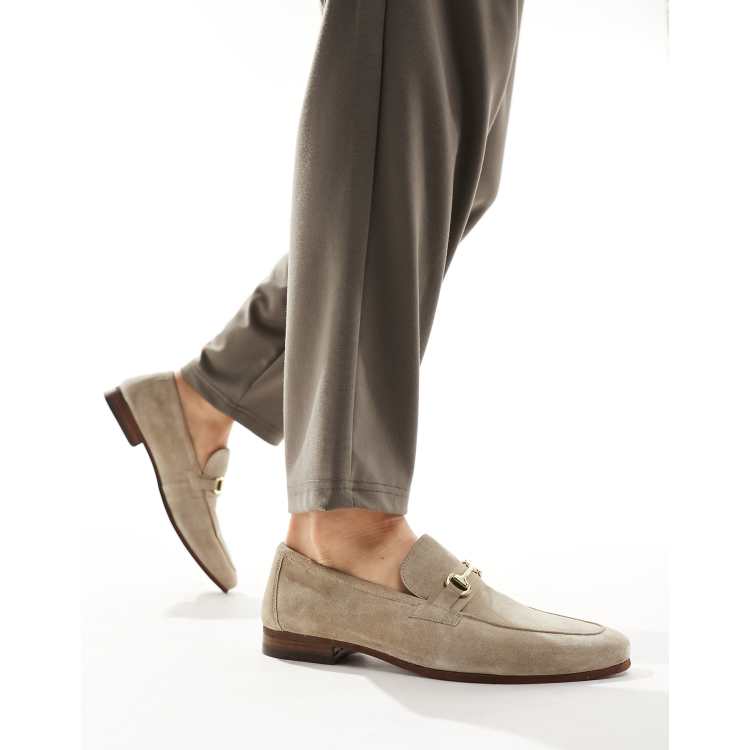 Walk London Capri trimmed loafers in stone suede ASOS