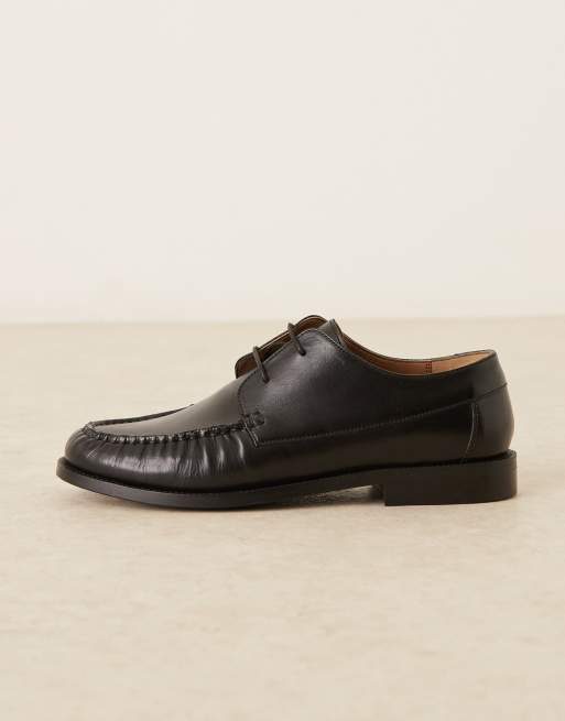 Walk London Cera boat shoe in black leather, 2 of 4