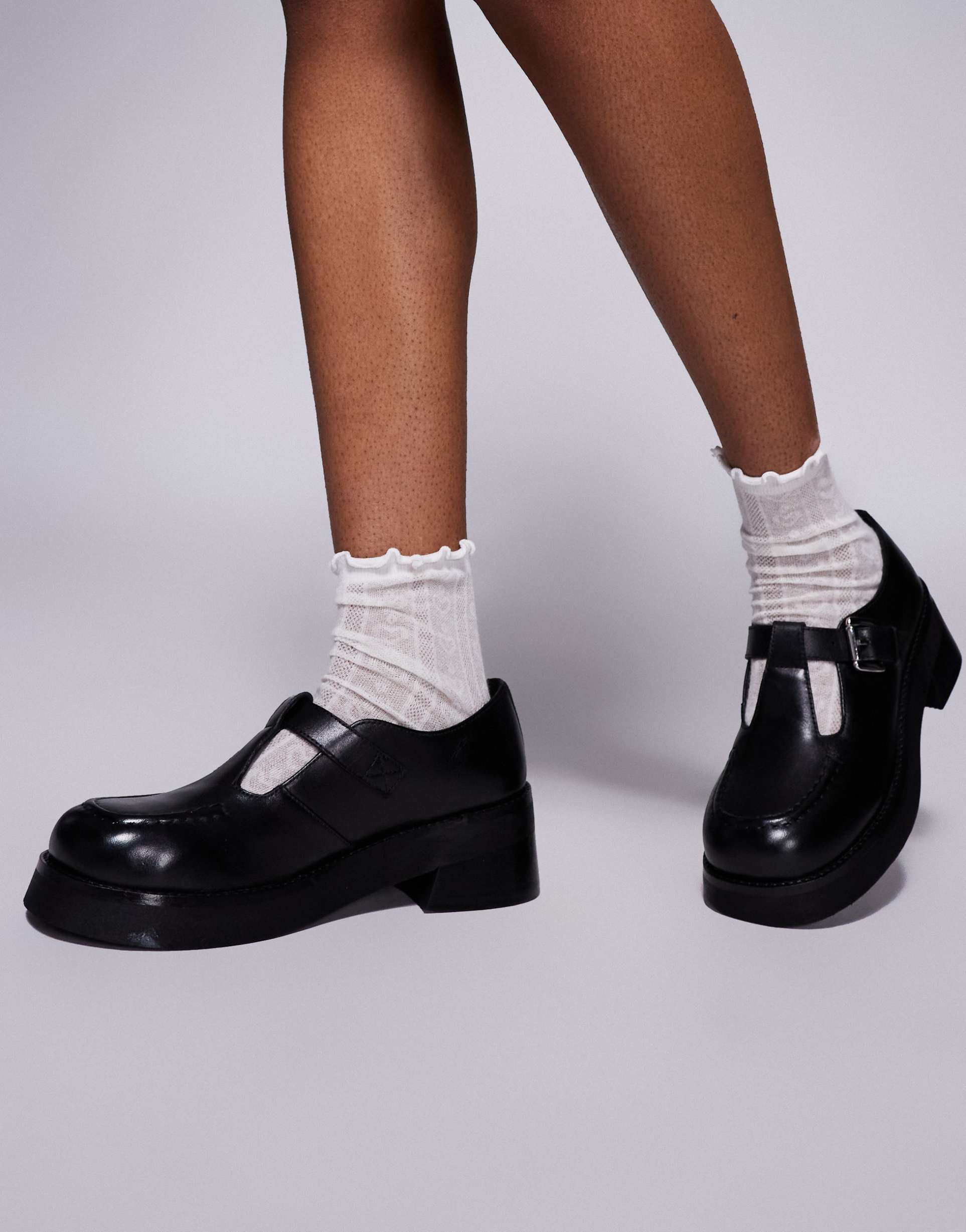 walk london cheryl buckle shoes in black leather