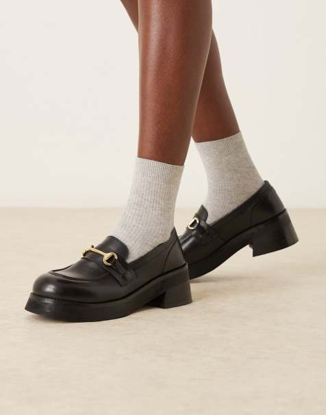 Walk London - Cheryl - Leren loafers met afwerking in zwart - view 1