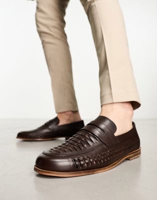 Walk London Chris woven tassel loafers in brown leather - ASOS Price Checker