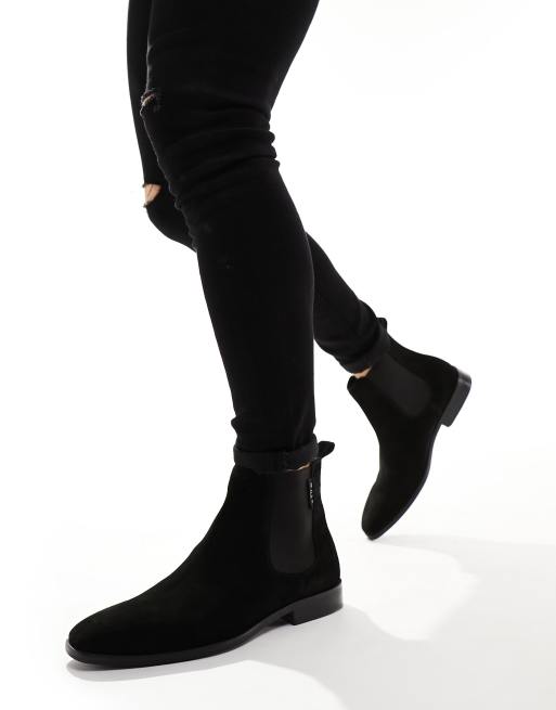  Walk London City Chelsea Boots In Black Suede