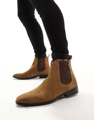 Walk London City Chelsea Boots In Tan Suede-brown