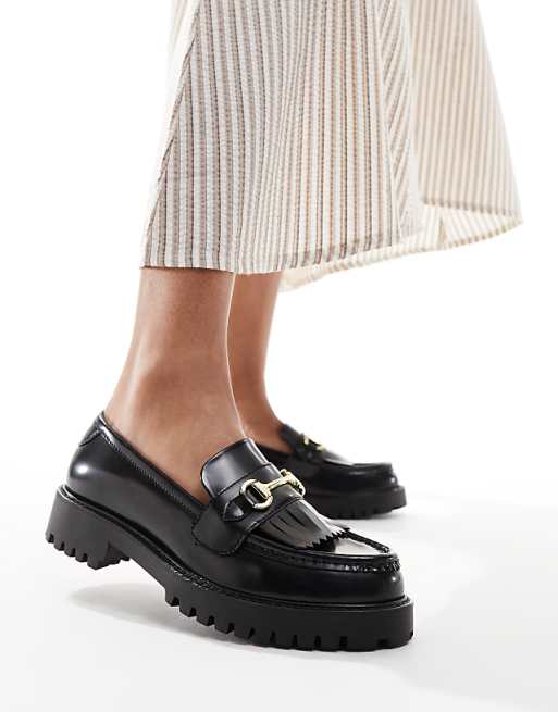 Walk London Clara fringe loafers in black smooth leather | ASOS Walk London Clara fringe loafers in black smooth leather | ASOS