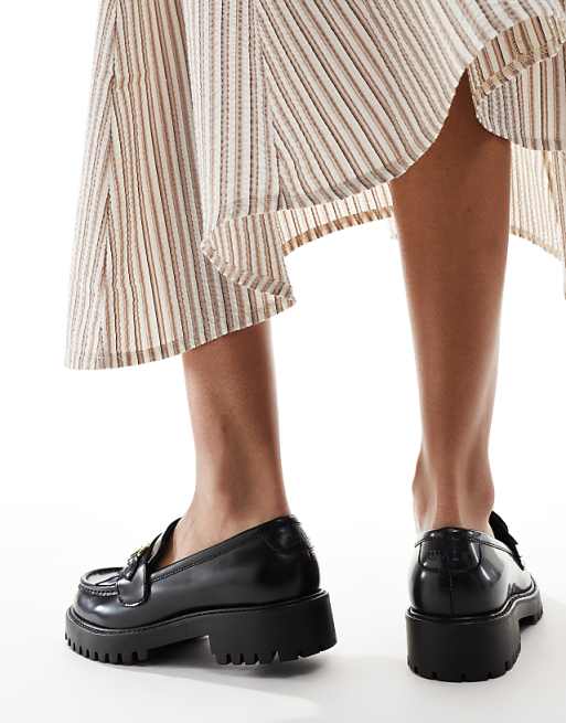 Walk London Clara fringe loafers in black smooth leather | ASOS Walk London Clara fringe loafers in black smooth leather | ASOS