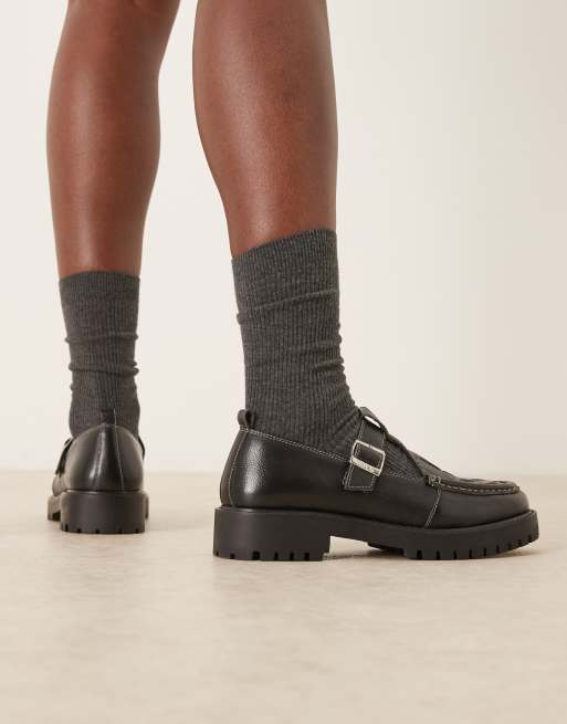 Walk London – Clara – Svarta loafers i vävt läder, 3 av 4