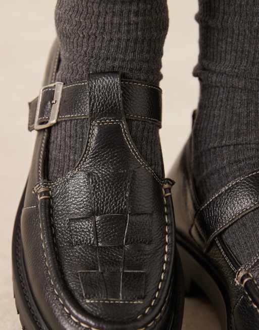Walk London – Clara – Svarta loafers i vävt läder, 4 av 4