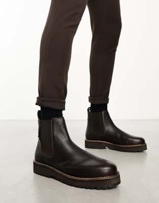 Walk London Sean Chunky Chelsea Boots In Brown Leather In Brown