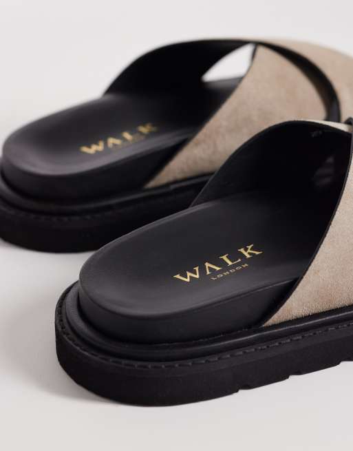 Walk London cross strap sandal in stone suede, 4 of 4