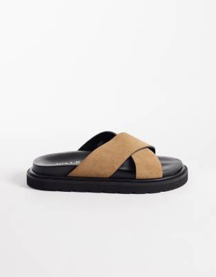 Walk London Cross Strap Sandals In Brown