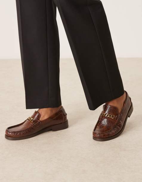 Walk London Dalston chain loafer in tan embossed leather - view 1