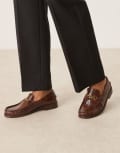 [WALK LONDON] Walk London Dalston chain loafers in tan embossed leather-Black 43 TAN