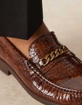 Walk London Dalston Chain Loafers In Brown