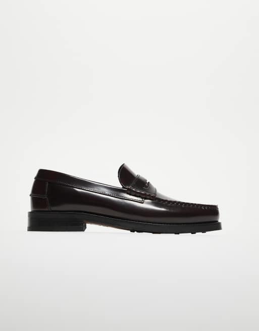 Walk London – Dalston – Ciemnobordowe loafersy penny , 2 z 5