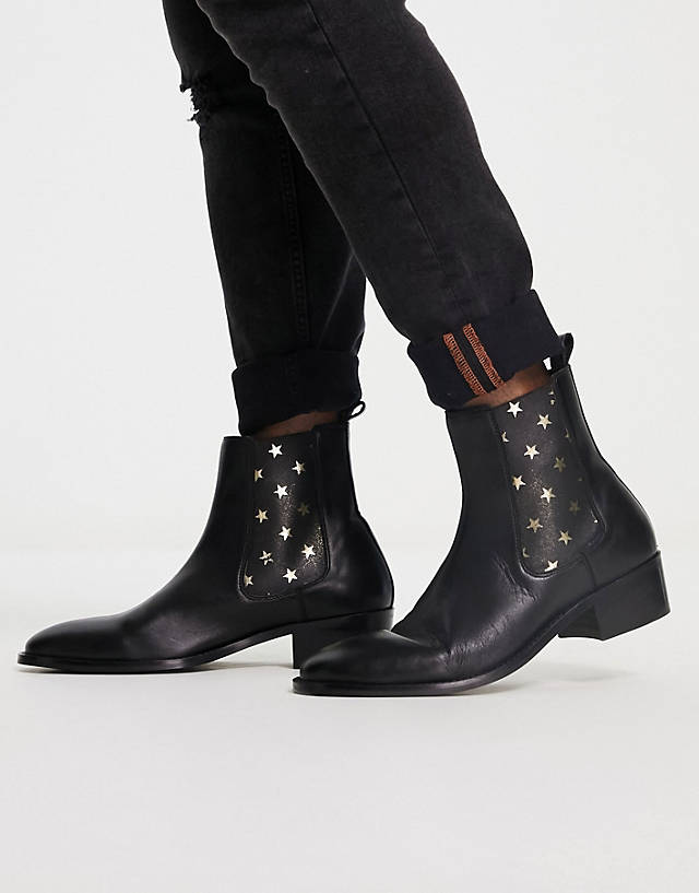 WALK LONDON - dalston cuban heeled chelsea boots with stars
