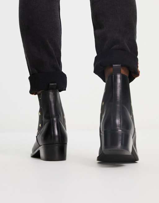 Walk London dalston cuban heeled chelsea boots with stars , 2 of 4