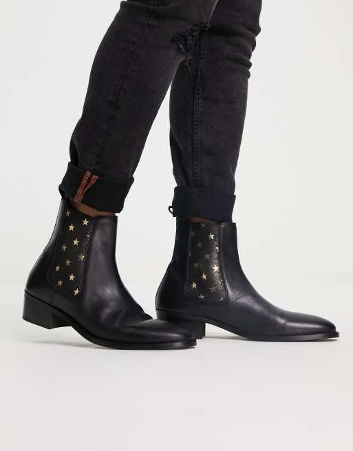 Walk London dalston cuban heeled chelsea boots with stars , 4 of 4