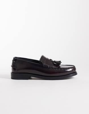  Dalston fringe tassel loafer in burgundy smooth leather