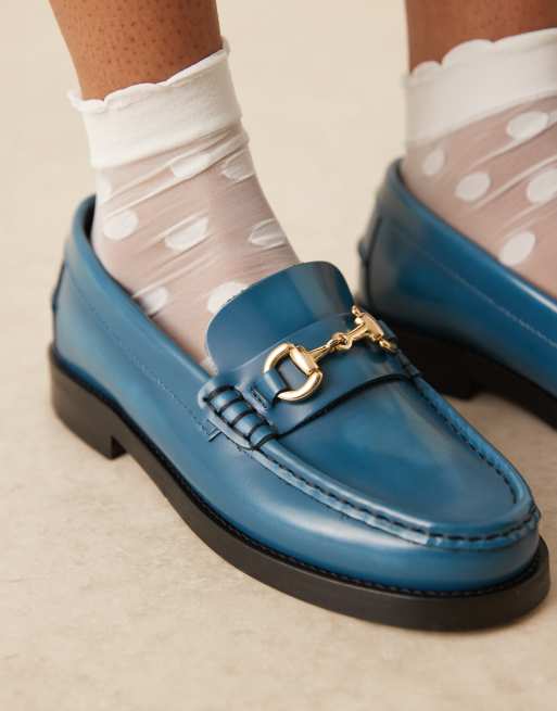 Walk London - Dalston - Leren loafers met afwerking in blauw, 2 van 4