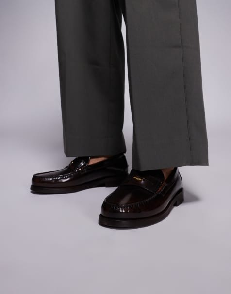 Walk London Dalston penny loafer in brown smooth leather - view 1