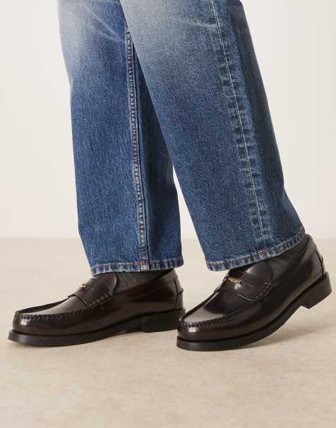 Walk London Dalston Penny loafer in deep burgundy - view 1