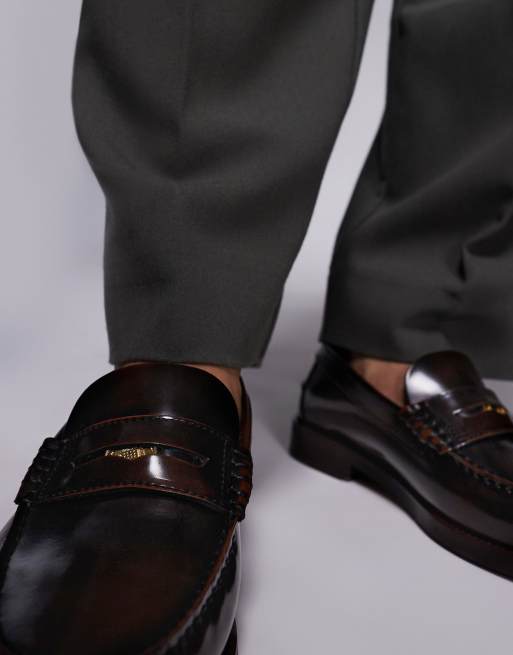 Walk London Dalston penny loafers in brown smooth leather, 2 of 4