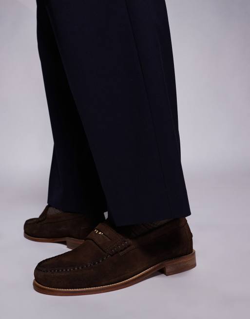 Walk London Dalston penny loafers in brown suede, 3 of 4