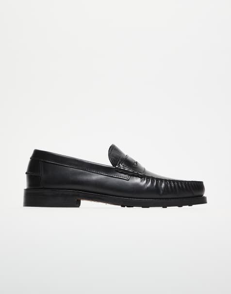 Walk London - Dalston - Penny loafers van leer met reliëf in zwart - view 1