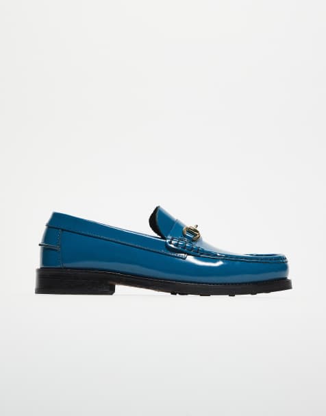 Walk London Dalston trim loafer in blue leather - view 1