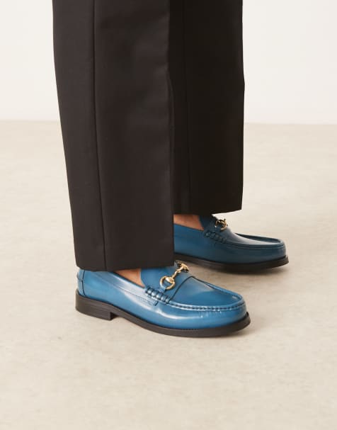 Walk London Dalston trim loafers in blue leather - view 1