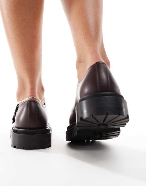 Walk London Dana double Mary Janes in burgundy leather, 3 of 4