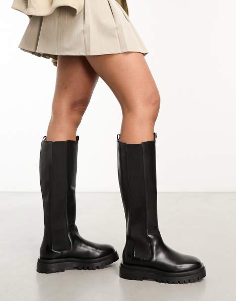 Walk London - Dana - Hoge chelsea boots in zwart leer - view 1