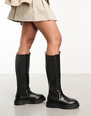 Walk London Dana tall chelsea boots in black leather - ASOS Price Checker