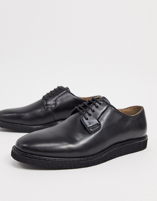 Walk London del derby lace up shoes in black leather