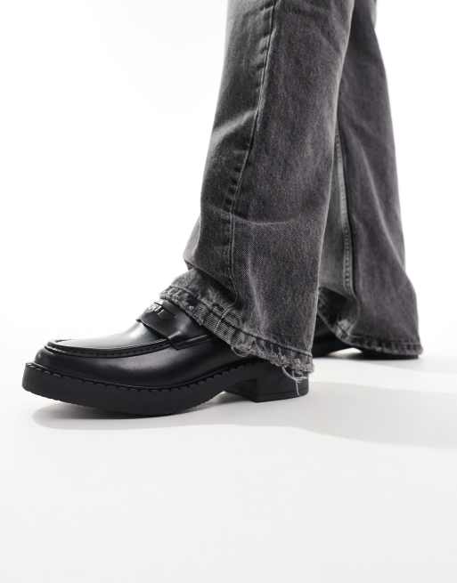 Walk London – Dolly – Czarne skórzane loafersy penny, 2 z 4