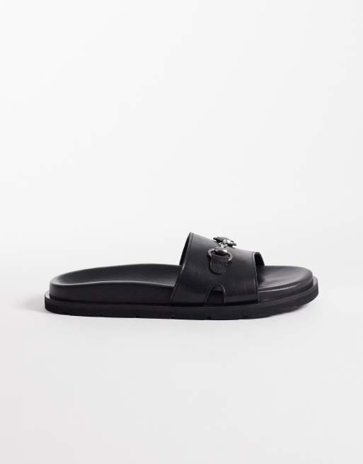 Walk London - Donna - Slippers van leer in zwart, 2 van 4