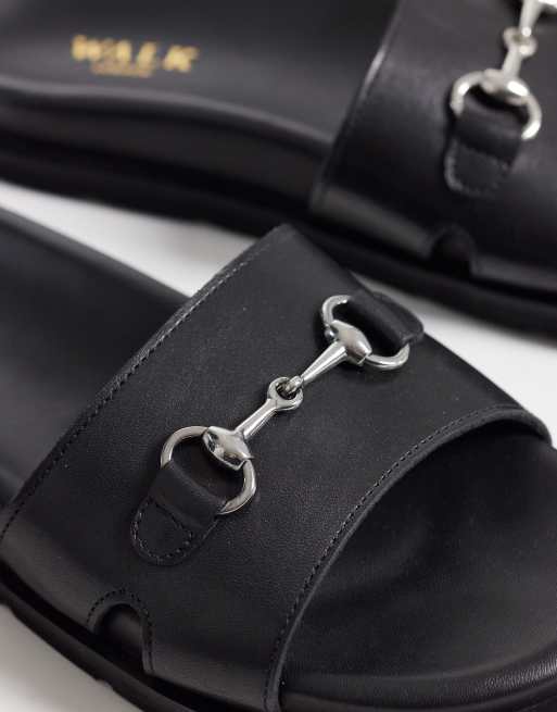 Walk London - Donna - Slippers van leer in zwart, 4 van 4