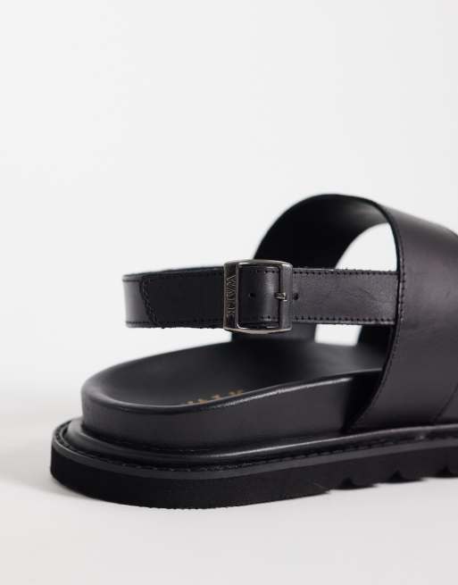 Walk London Ezra Backstrap sandal in black leather, 3 of 4
