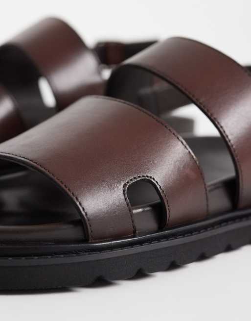 Walk London Ezra sandal med hälrem i brunt läder, 4 av 4