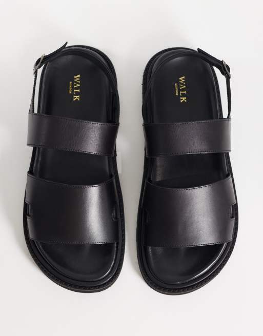 Walk London Ezra sandal med hälrem i svart läder, 2 av 4